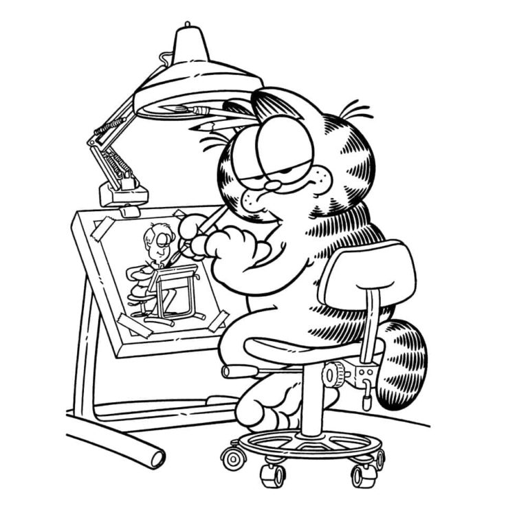 Kolorowanka Garfield Maluje Obraz