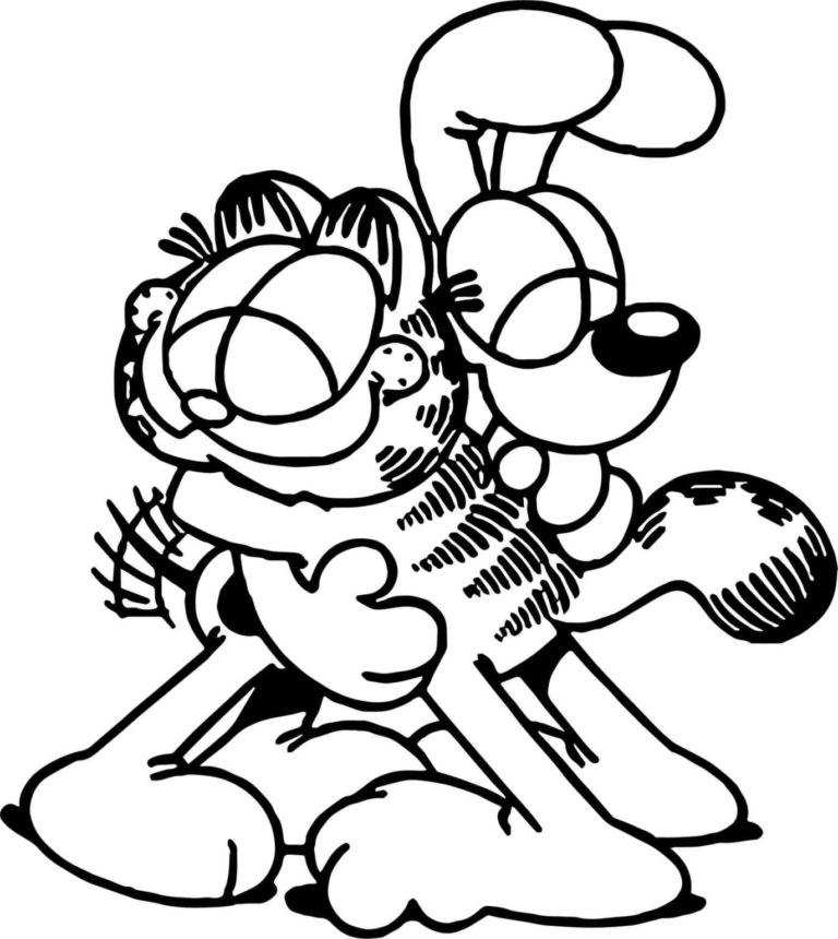 Kolorowanka Garfield Przytulający Przyjaciela