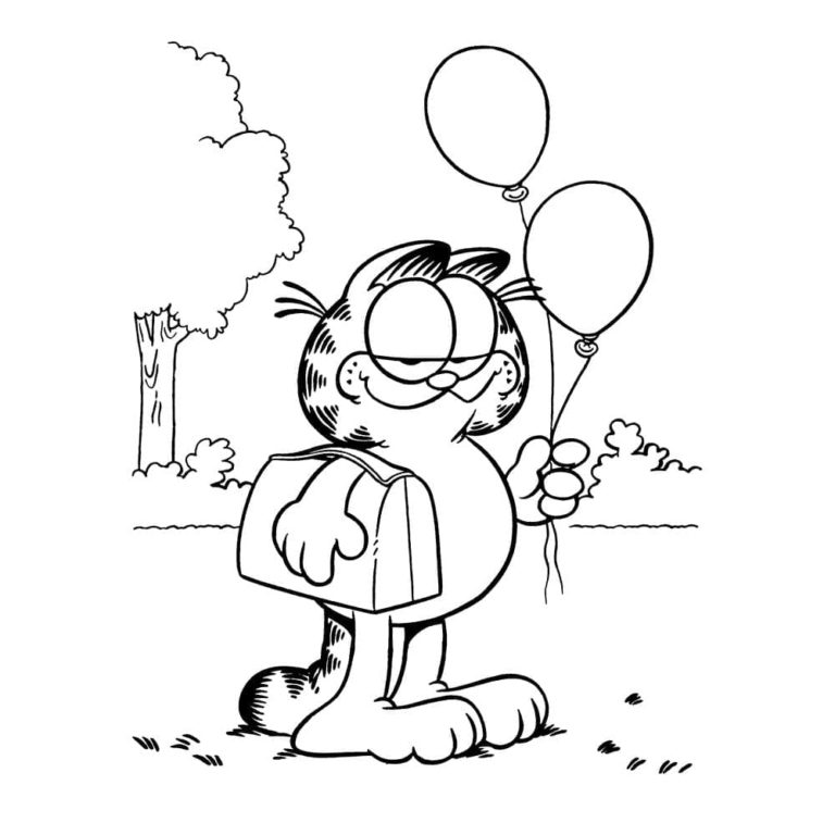 Kolorowanka Garfield Z Balonami
