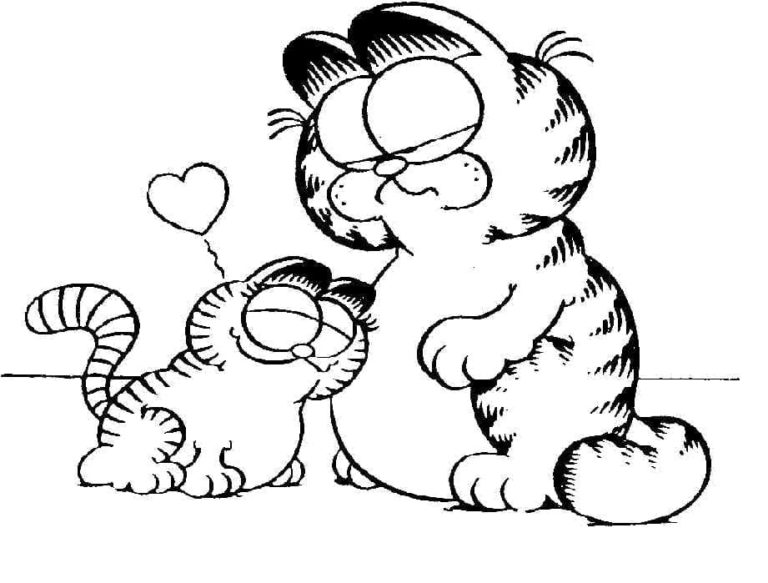 Kolorowanka Niezadowolony Garfield i Mały Kotek