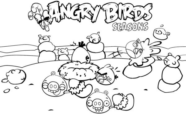 Kolorowanka Zima Angry Birds