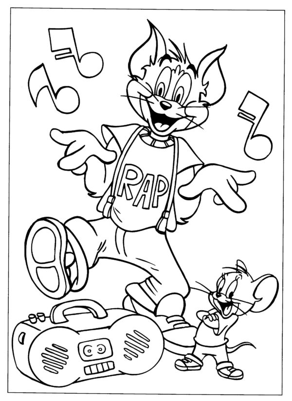 Kolorowanka Stylowi Młodzi Chłopcy Tom i Jerry Jako Raperzy