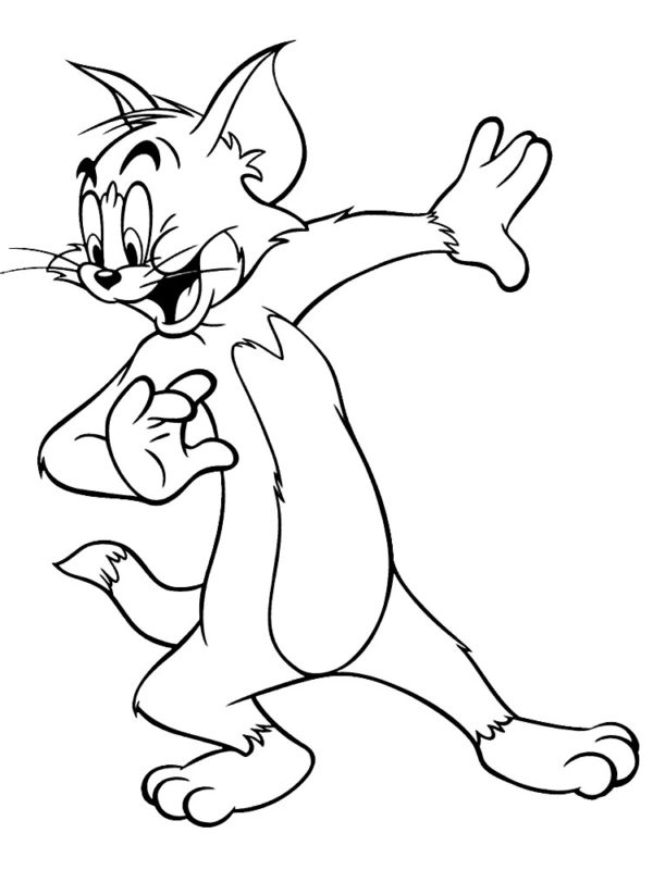 Kolorowanka Tom Właśnie Zobaczył Jerry'ego i Zmienił Kierunek