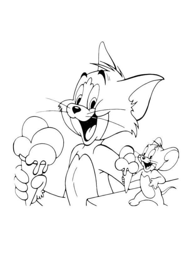 Kolorowanka Tom i Jerry Jedzą Lody