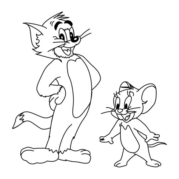 Kolorowanka Tom i Jerry Pozują do Kamery