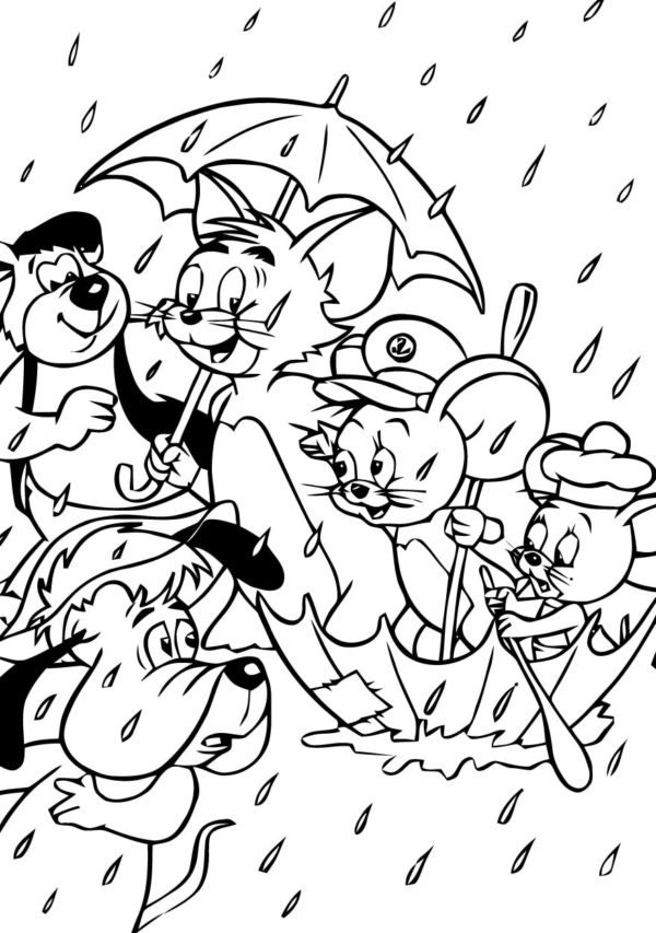 Kolorowanka Tom i Jerry z Przyjaciółmi