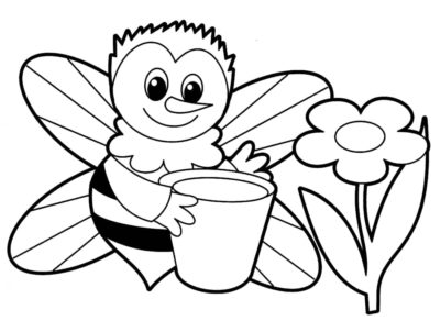 Kolorowanka Pszczoła Zbierająca Miód