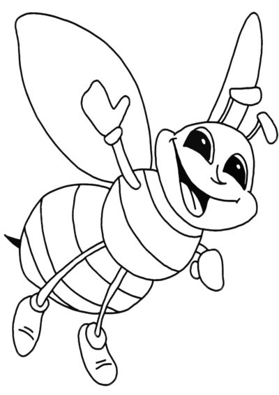 Kolorowanka Zabawna Kreskówka Pszczoła