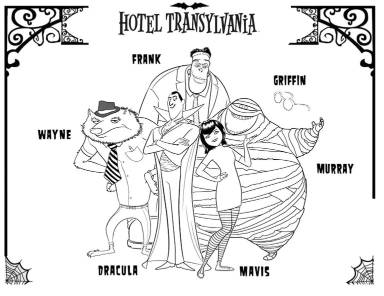 Kolorowanka Główni Bohaterowie Hotelu Transylwania