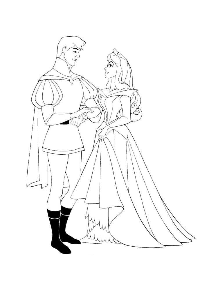 Kolorowanki Książę Filip i Księżniczka Aurora
