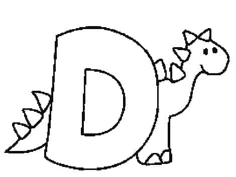Kolorowanki Litera D i Dinozaur