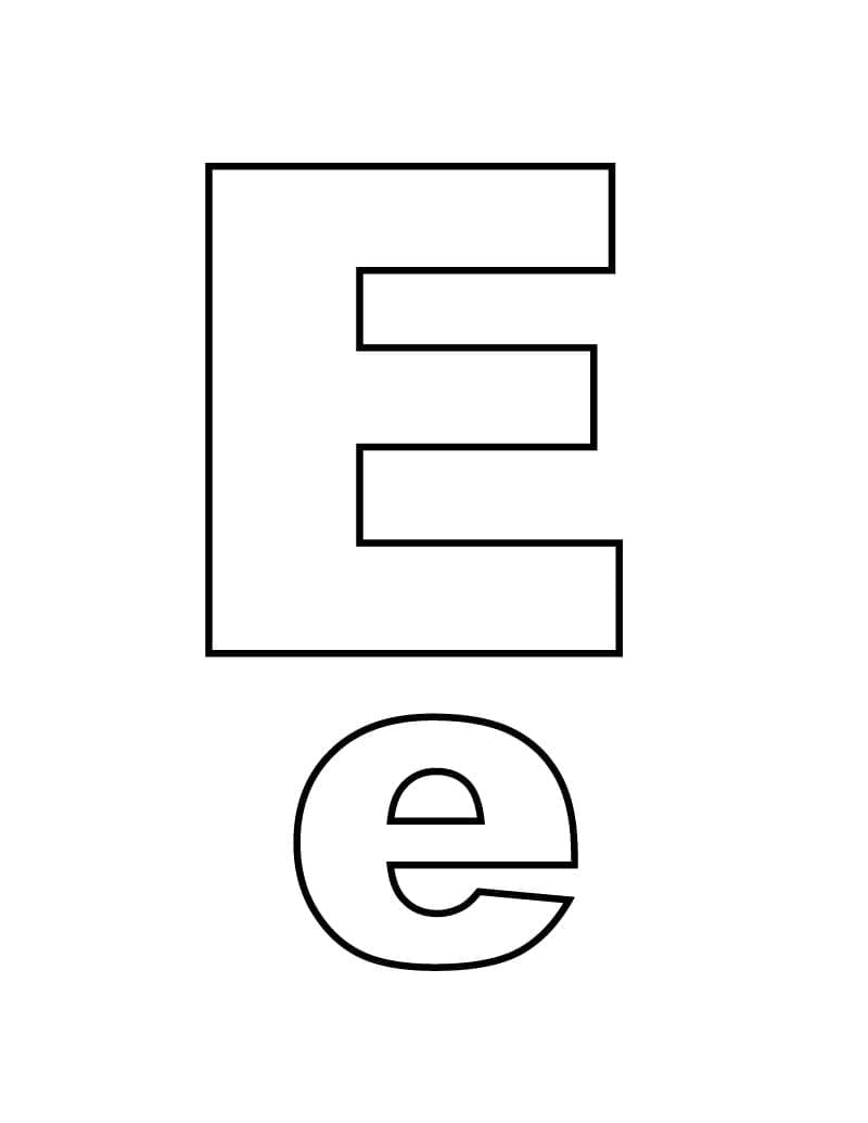 Kolorowanki Litera E bezpłatna dla dzieci