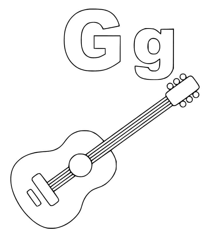 Kolorowanki Litera G Oznacza Gitarę