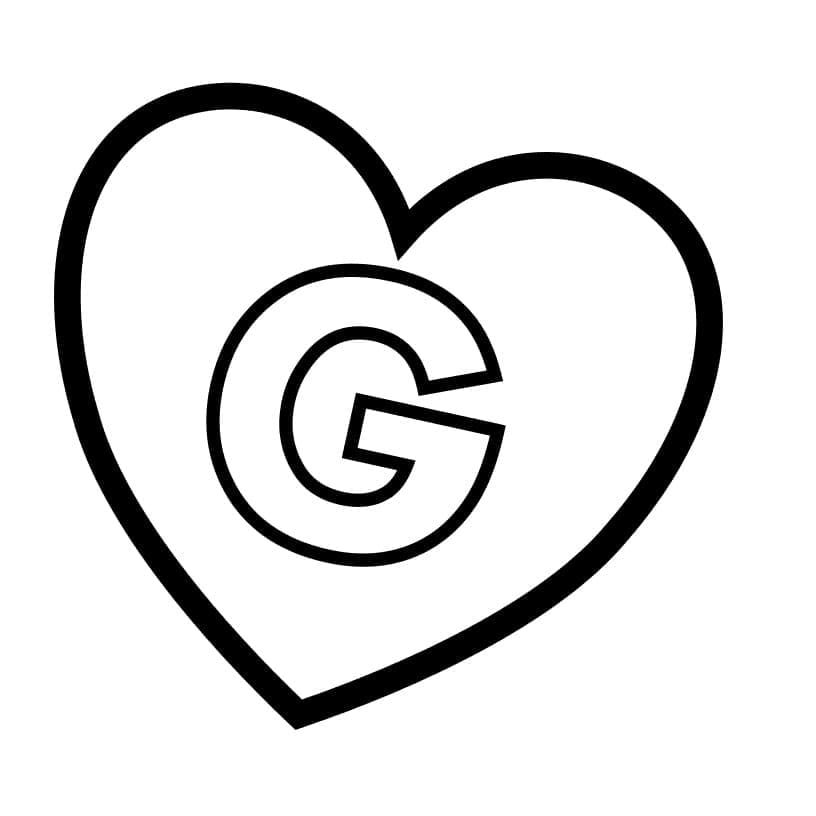 Kolorowanka Litera G w sercu