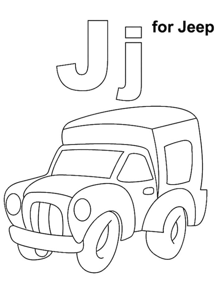 Kolorowanki Litera J jak Jeep