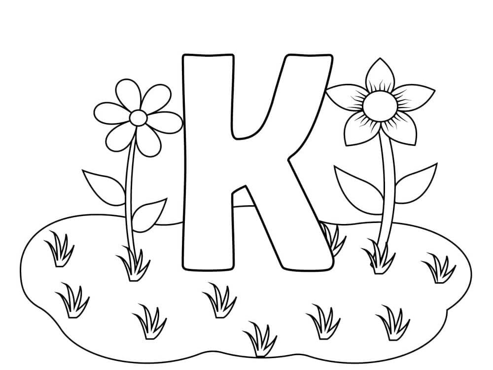 Kolorowanki Litera K i kwiaty