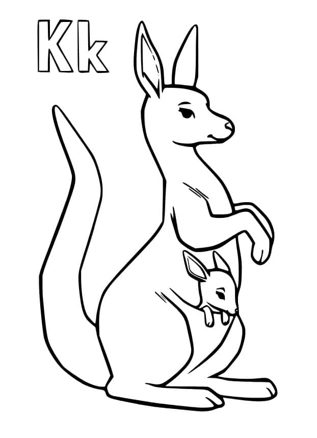 Kolorowanka Litera K jak Kangur