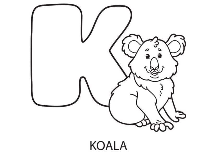 Kolorowanka Litera K jak Koala