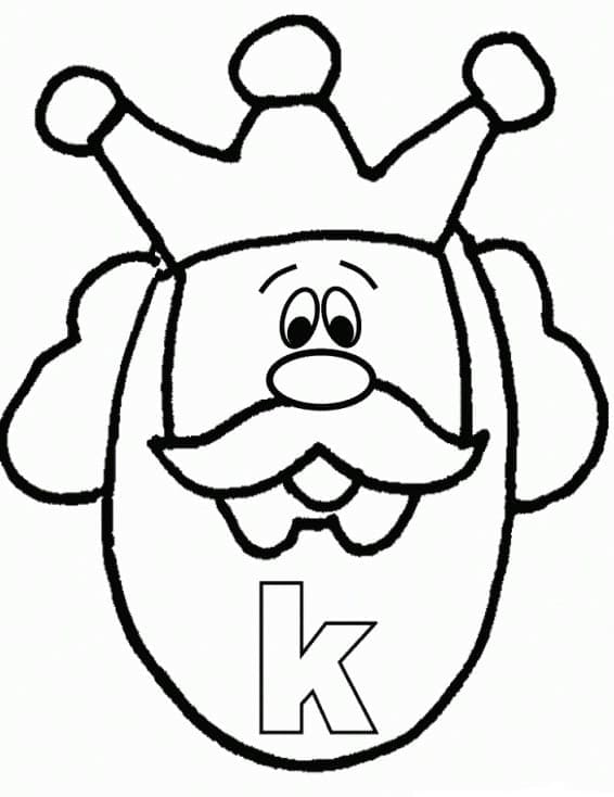 Kolorowanka Litera K oznacza Króla