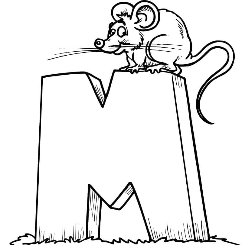 Kolorowanka Litera M i Mysz