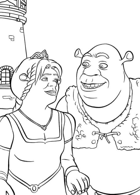 Kolorowanki Uroczy Shrek i Fiona