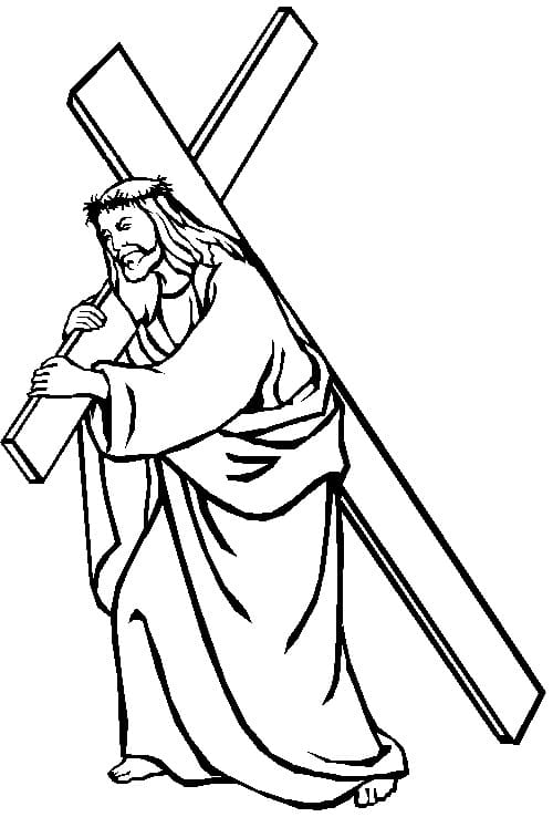 Kolorowanka Jezus niosący krzyż