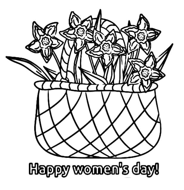 Kolorowanka Kosz Kwiatów na Dzień Kobiet