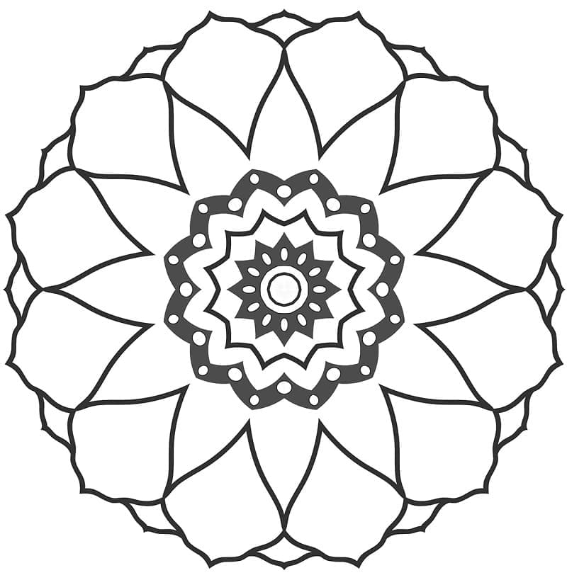 Kolorowanka Łatwa Mandala Kwiatowa