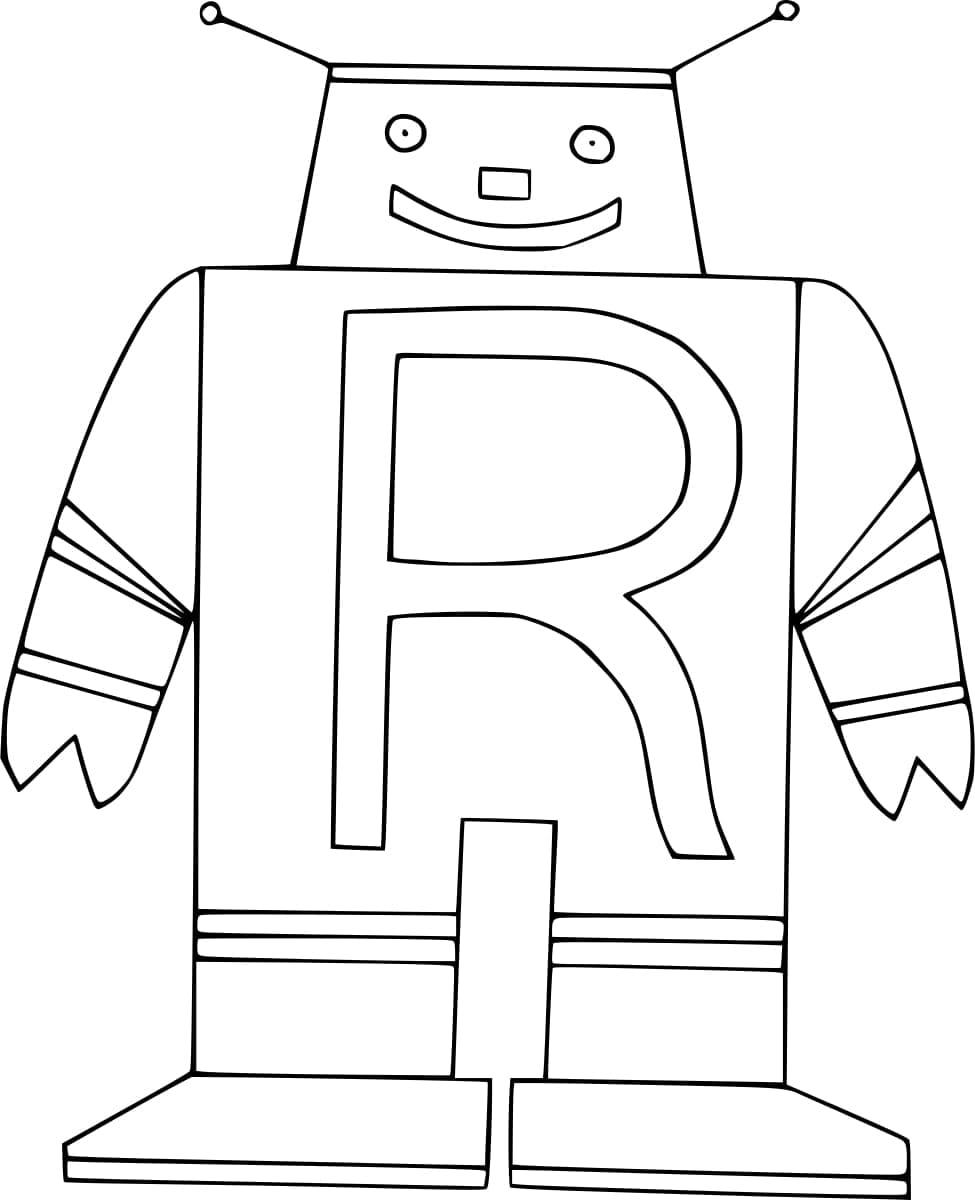 Kolorowanka Litera R i Robot