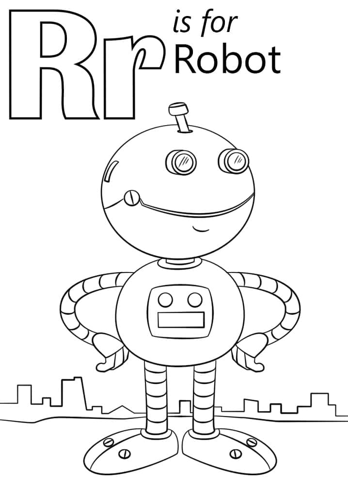 Kolorowanki Litera R jak Robot