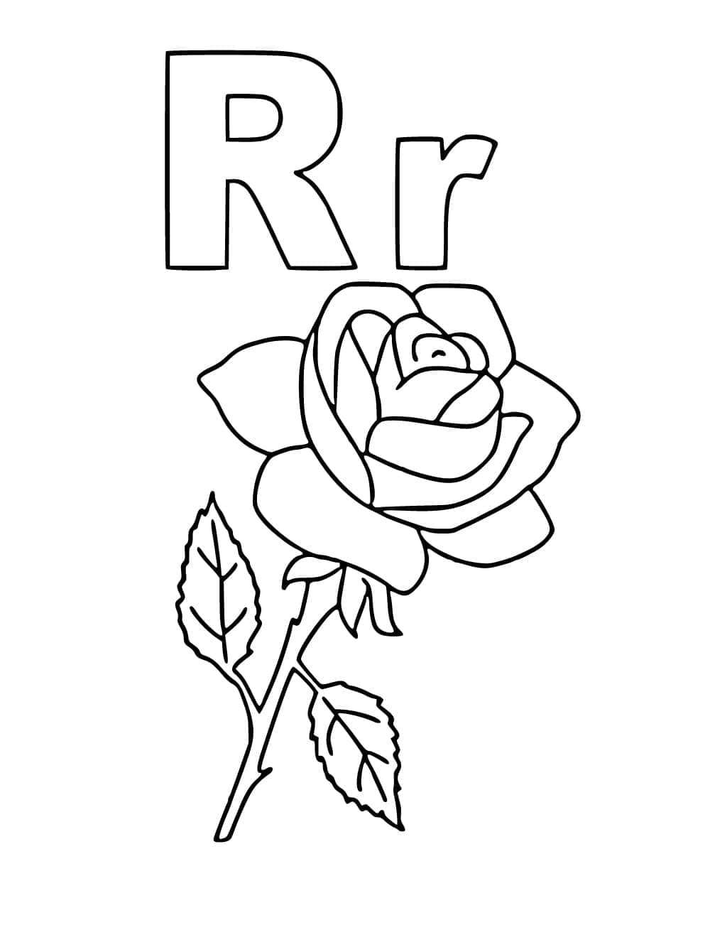 Kolorowanki Litera R jak Róża