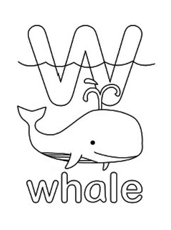 Kolorowanka Litera W jak Wieloryb