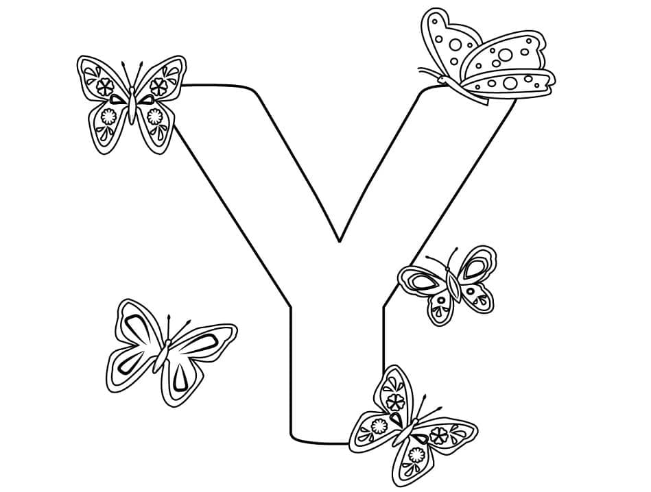 Kolorowanki Litera Y i Motyle