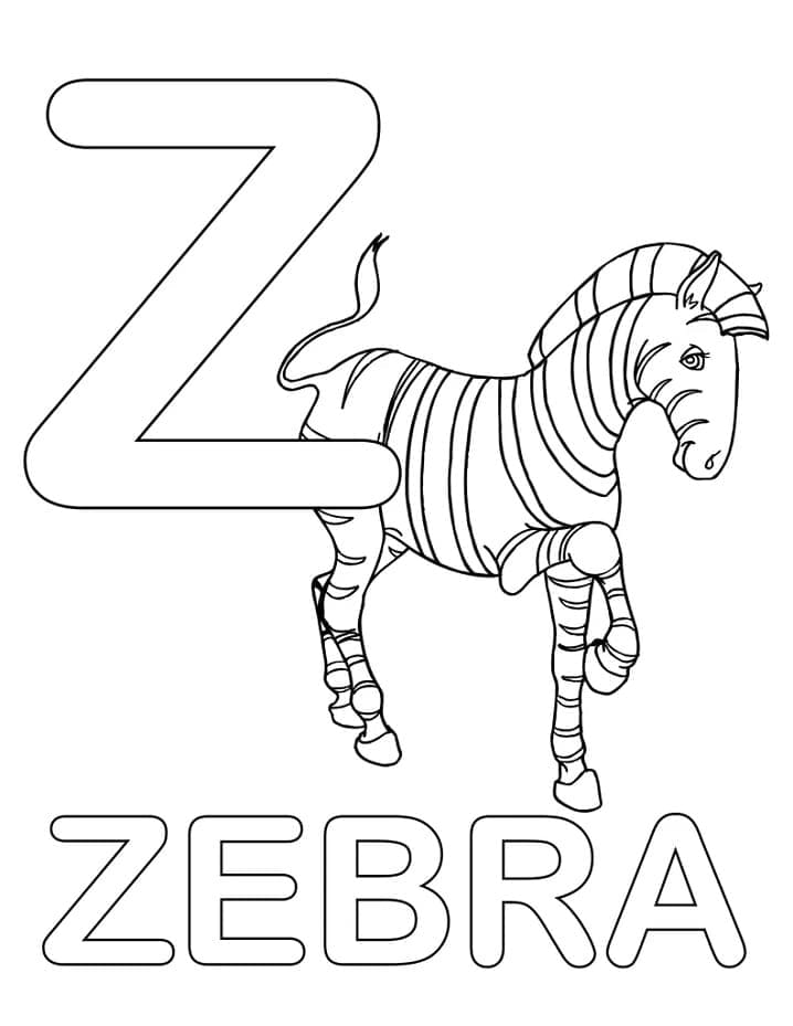 Kolorowanka Litera Z i Zebra