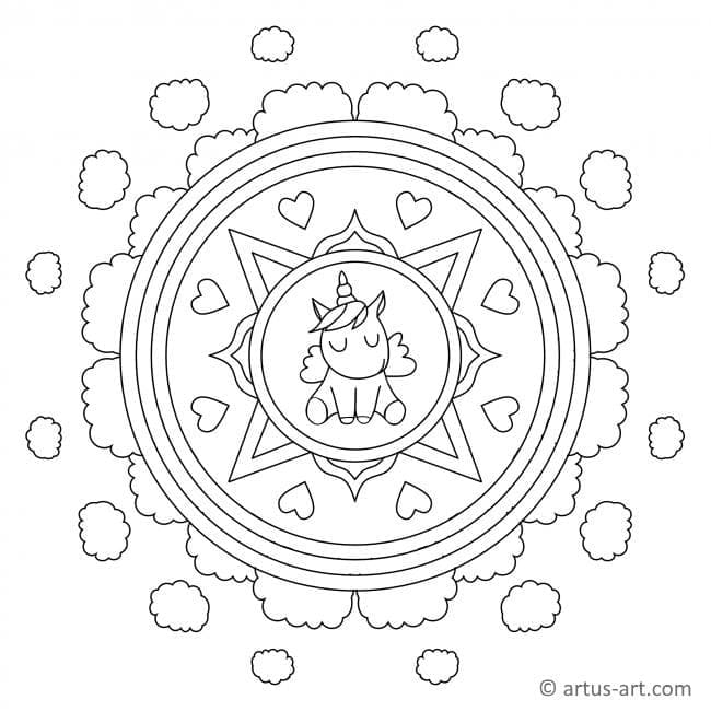 Kolorowanka Mandala Jednorożca za Darmo Dla Dzieci