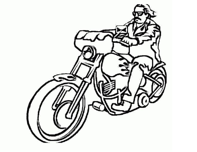 Kolorowanka Mężczyzna jedzie na motocyklu