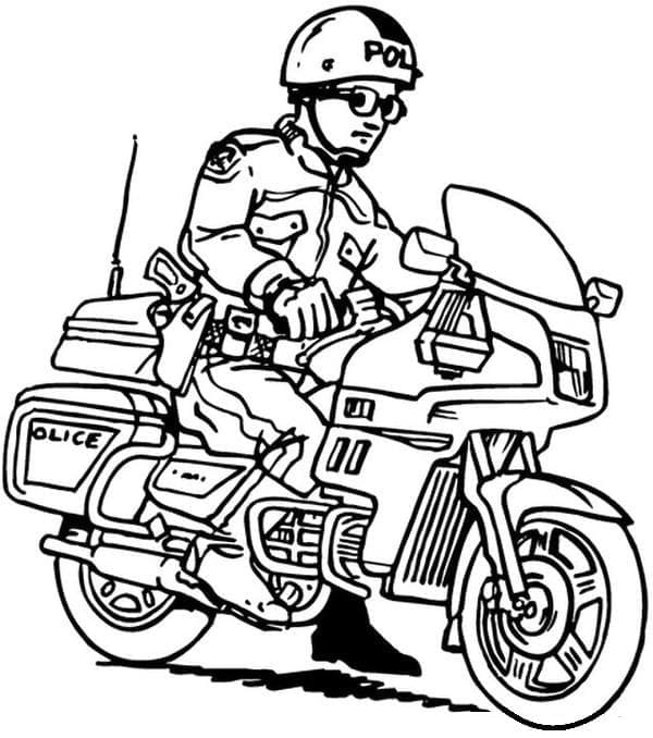 Kolorowanka Policjant na motocyklu