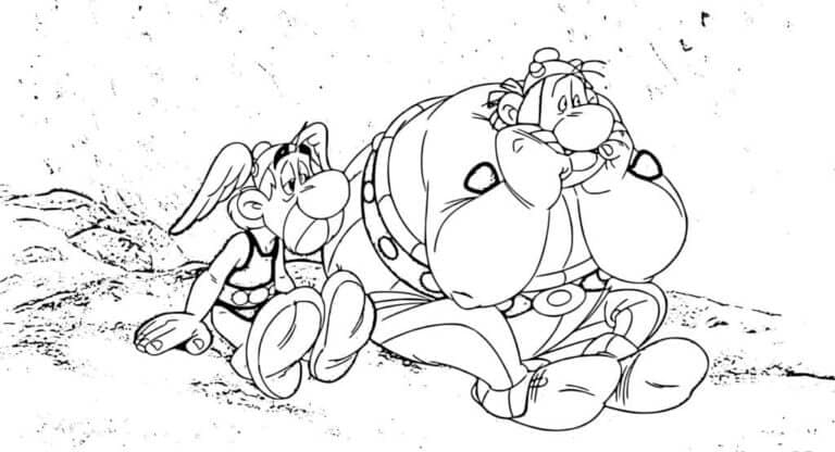 Kolorowanka Asterix i Obelix byli smutni na polanie