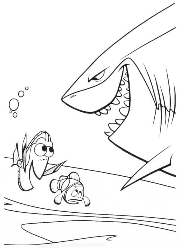 Kolorowanki Bruce atakuje Nemo i Dory