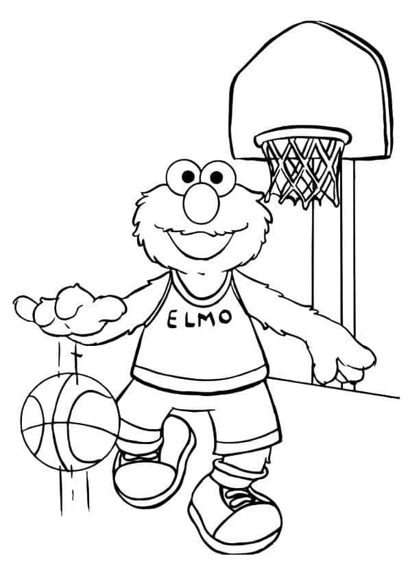 Kolorowanki Elmo gra w koszykówkę