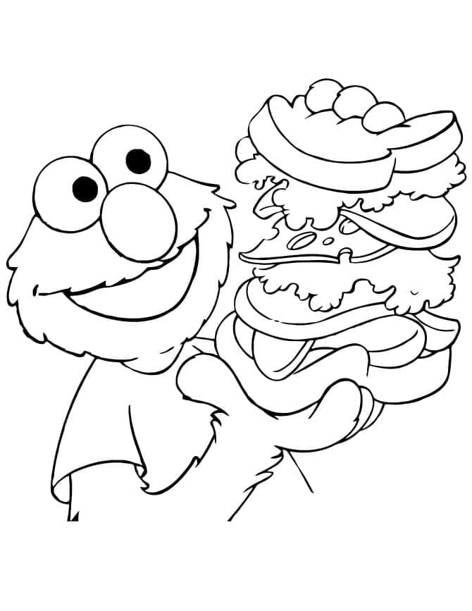 Kolorowanka Elmo i jego hamburger