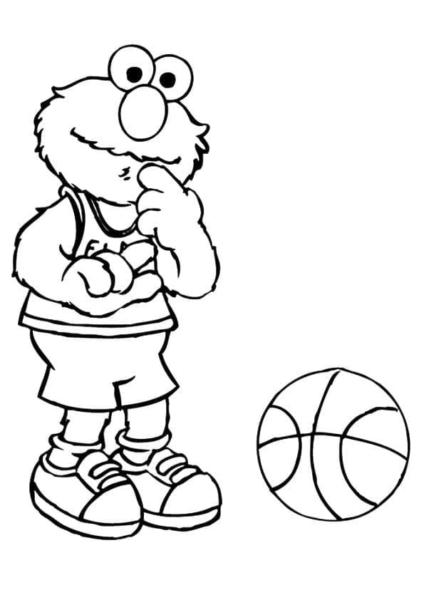 Kolorowanki Elmo i piłka do koszykówki