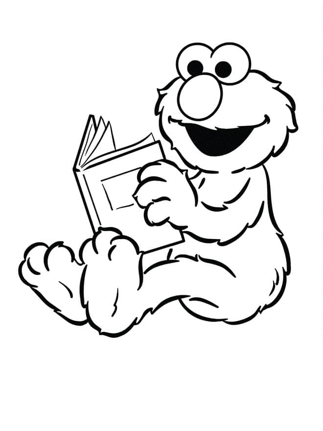 Kolorowanki Elmo is reading a book