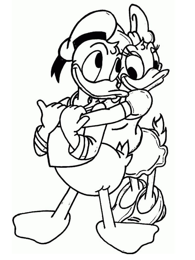 Kolorowanki Kaczor Donald i Kaczka Daisy