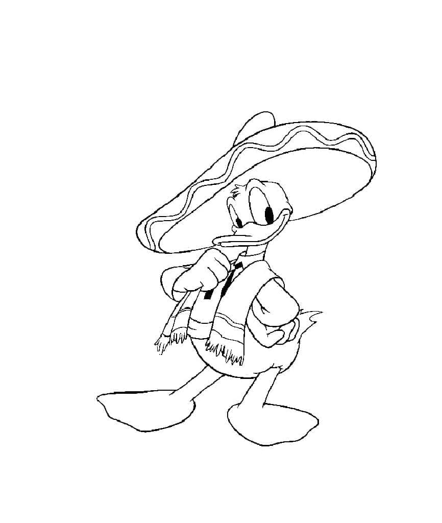 Kolorowanka Kaczor Donald w meksykańskim kapeluszu