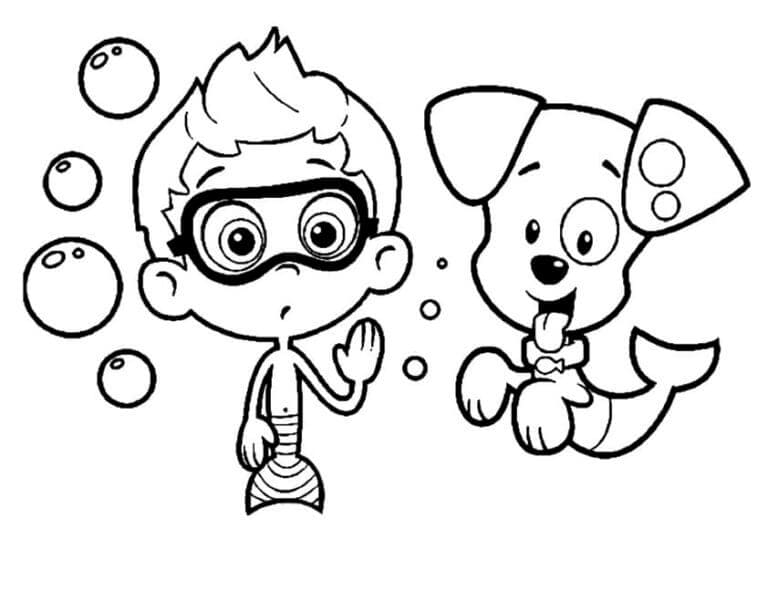 Kolorowanki Nonny i jego Bubble Puppy