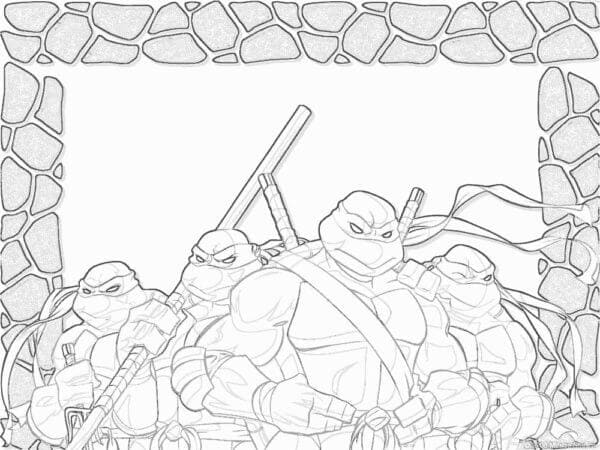 Kolorowanka Obraz Wojownicze Żółwie Ninja do druku