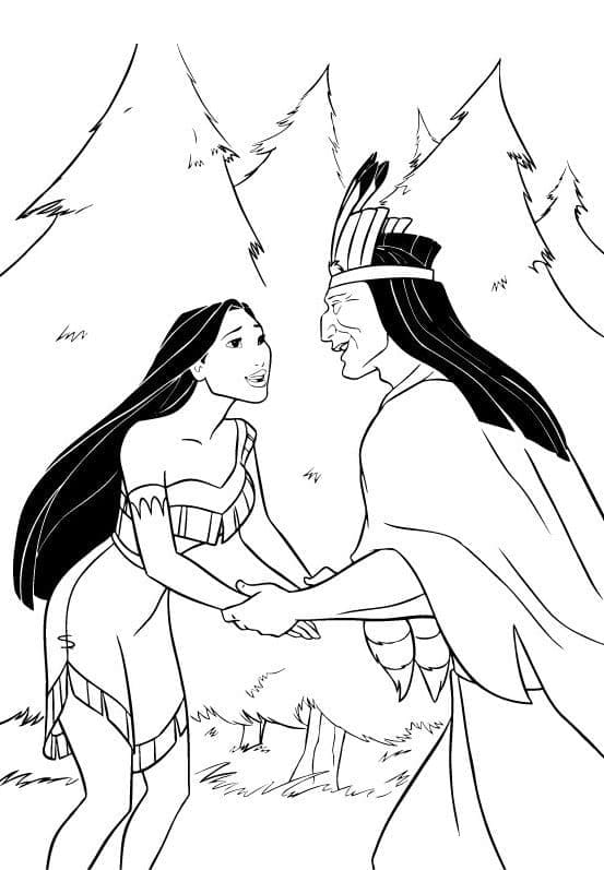 Kolorowanka Pocahontas i Wódz Powhatan