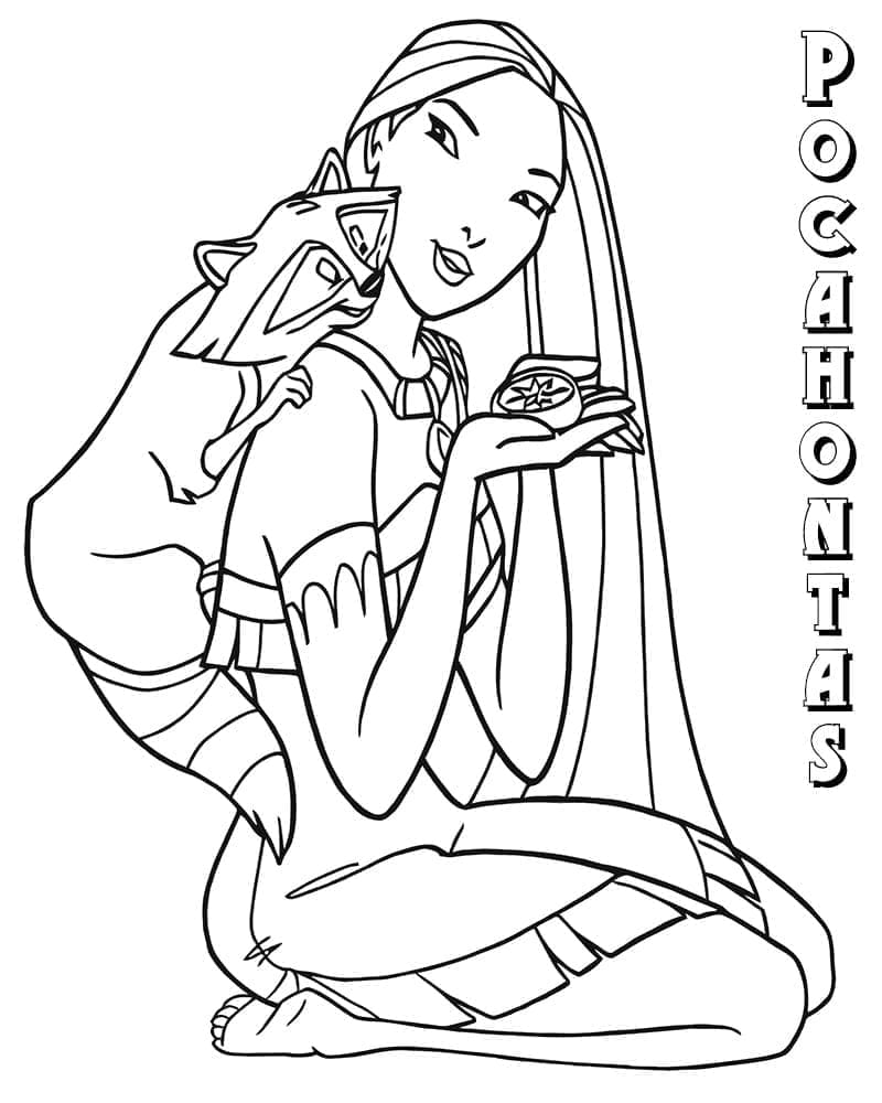 Kolorowanka Pocahontas z Meeko