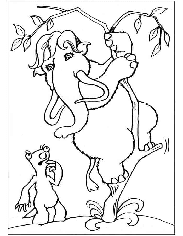 Kolorowanka Rysowanie zabawnego mamuta z Sid